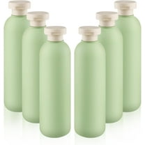 6pcs Squeeze Bottles for Shampoo, 8.8 oz Green Plastic Travel Bottles Flip Cap Refillable Reusable Containers for Toiletries Shampoo and Lotion Soap Accessories