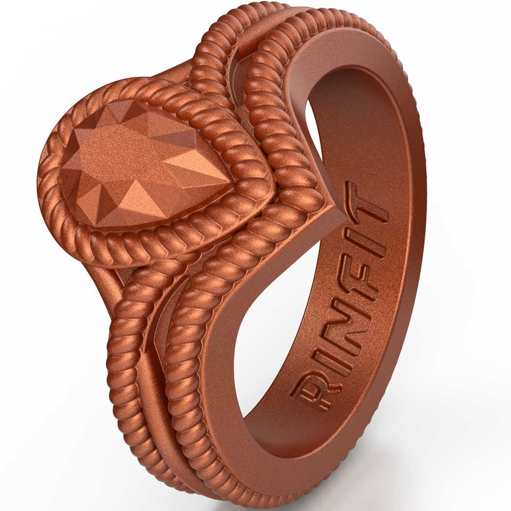 Rinfit Silicone Rings for Women Female Wedding Rubber Bands Pear Diamond Collection