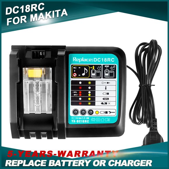 DC18RC 14.4V-18VLi-Ion Battery Charger Compatible with Makita DC18RC DC18RD DC18RA DC18SD DC18SF to Work with BL1830 BL1840 BL1850 BL1860 BL1840B BL1820 BL1815 BL1430 BL1450 Makita 18V Battery