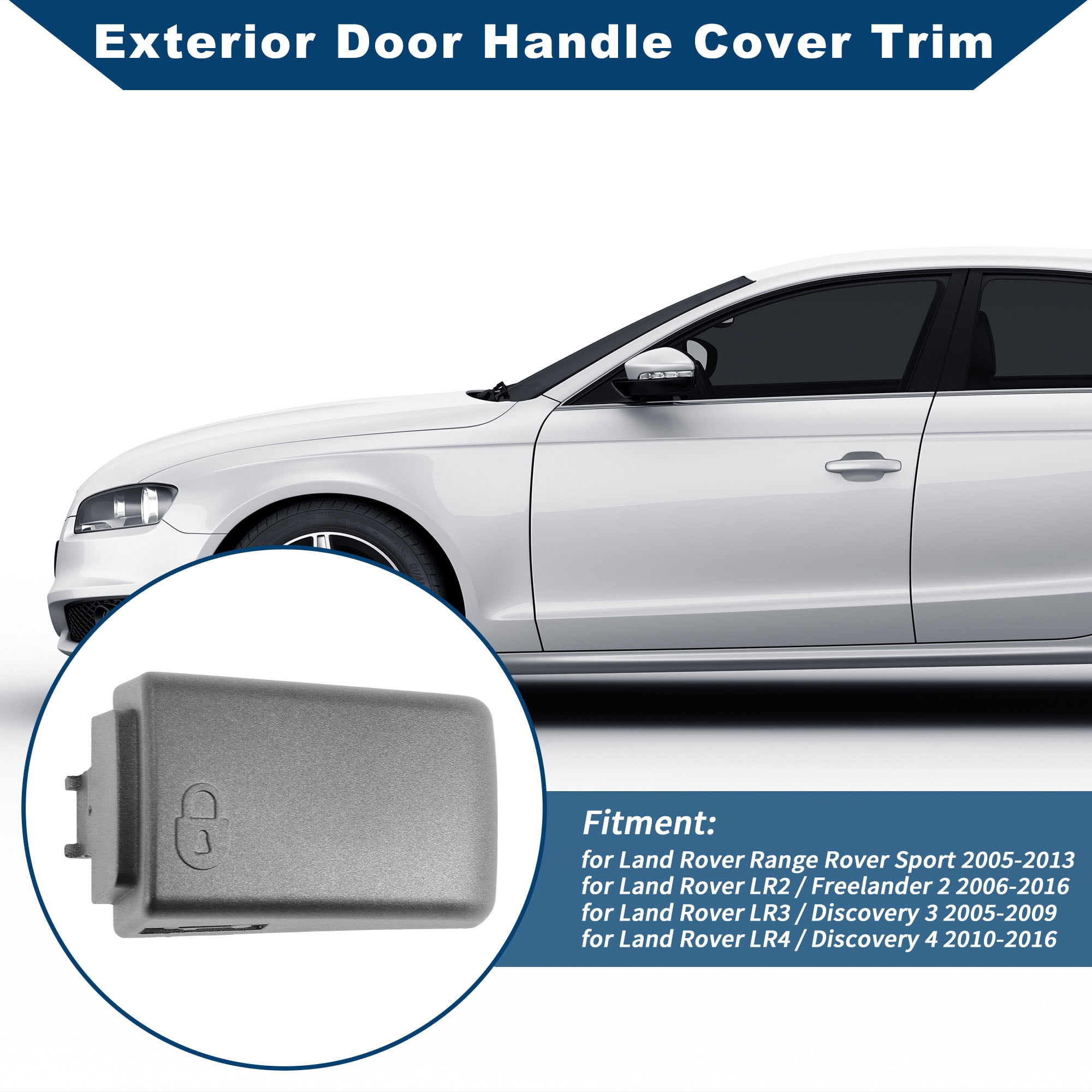 Unique Bargains Exterior Door Handle Cover Trim Matte Gray for Land Rover LR4