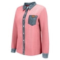 thumbnail image 4 of GaThRRgYP Off The Shoulder Tops for Women Women'S Fall Winter Solid-Color Patchwork Denim Shirt -Versatile Long-Sleeved Cardigan Jacket, 4 of 7