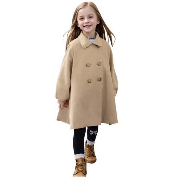 lnmuld Kids Jacket Classic Toddler Girls Peacoat with Hooded Toggle Dress Style Trench Outwear Jacket for Children Solid Color Size:18-24 Months