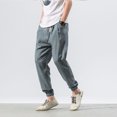 thumbnail image 6 of Handshe Men's Harem Pants Linen Cotton Breathable Cuffed Design Casual Trousers with Fashionable Style, 6 of 9