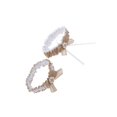thumbnail image 3 of 2 Piece Womens Lace Flower Leg Garter Elastic Band, Faux Pearls Belt Rings Brown, 3 of 9