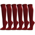 thumbnail image 1 of Couver Adult Unisex Casual Wear Cotton Knee High Referee Socks Multi-Assorted Pack( Burgundy, Large (6 Pairs)), 1 of 2