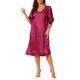 thumbnail image 1 of Noche de satén para mujeres Inspire Chic, vestido de dormir de manga corta acampanada, camisón, bata de noche S rojo profundo, 1 of 6