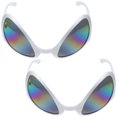 thumbnail image 2 of FELTECHELECTR 2 gafas de imitación de extraterrestre, divertidas, para fiestas y reuniones (marco plateado)., 2 of 5