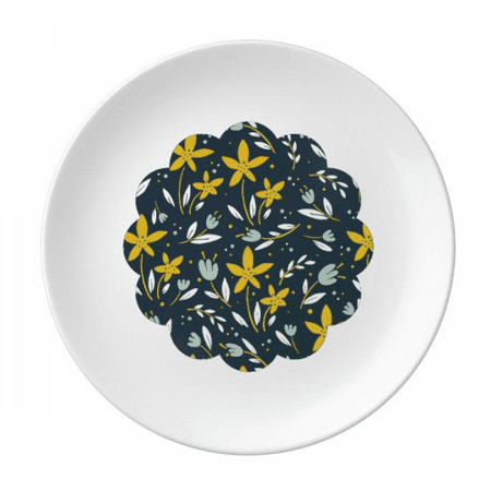 

Yellow Green Flower Paint Plate Decorative Porcelain Salver Tableware Dinner Dish