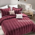 thumbnail image 3 of Regency Heights Full Size Velvet Striped Comforter Set, 5-Piece Luxury Comforter Bed Set for All Seasons, Burgundy Cozy Bedding Sets with Decor Pillows, 3 of 11
