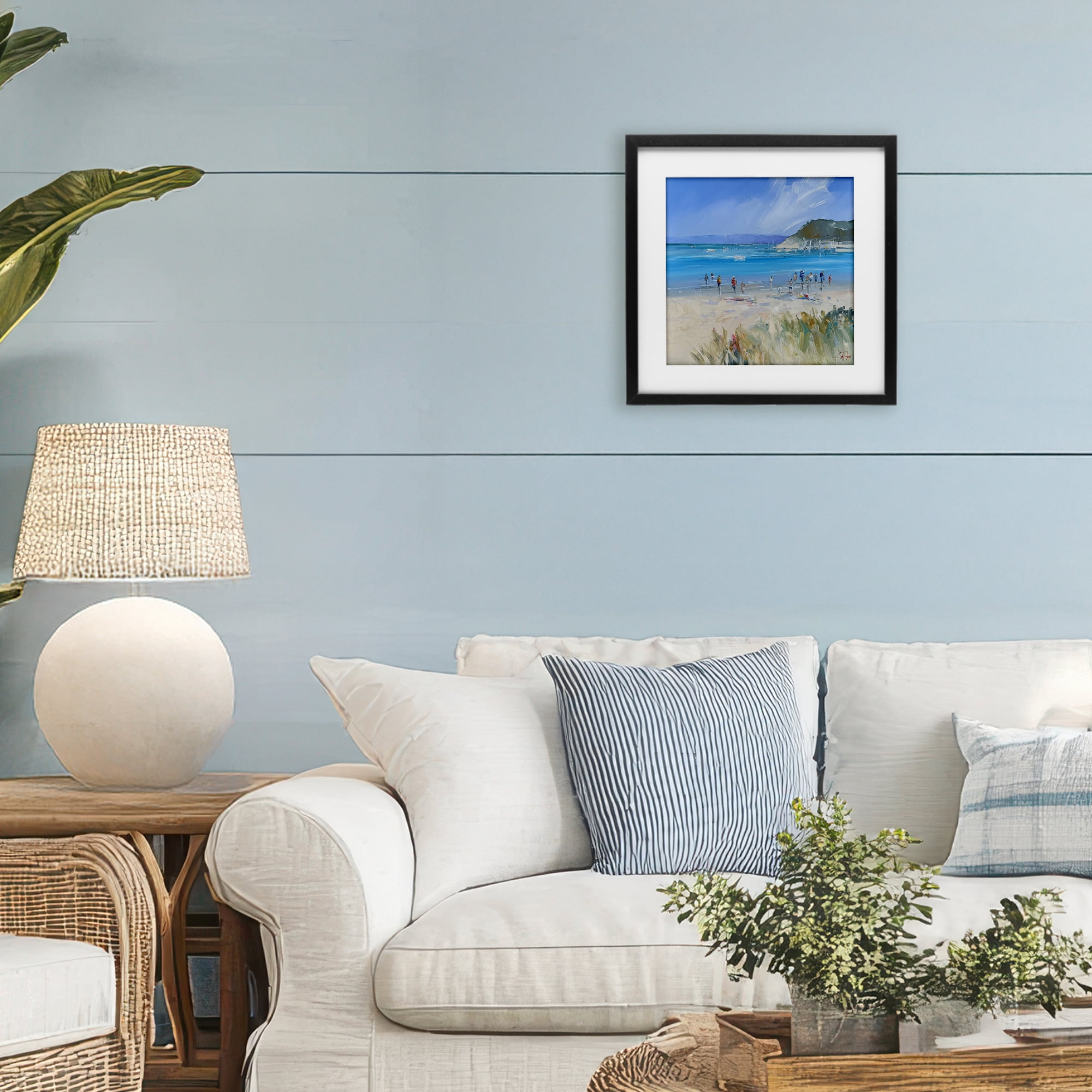 Stupell Industries Summer Sorrento Beachgoers Black Framed Print Under Glass, design by Craig Trewin Penny