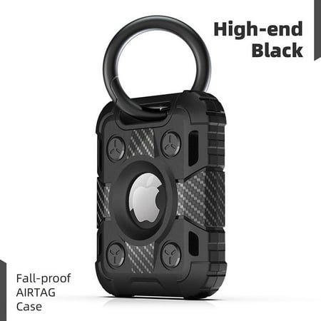 OFOCSE AirTag Holder Compatible with Air Tag Rugged Case with Keychain Heavy Duty Shockproof Case-Black