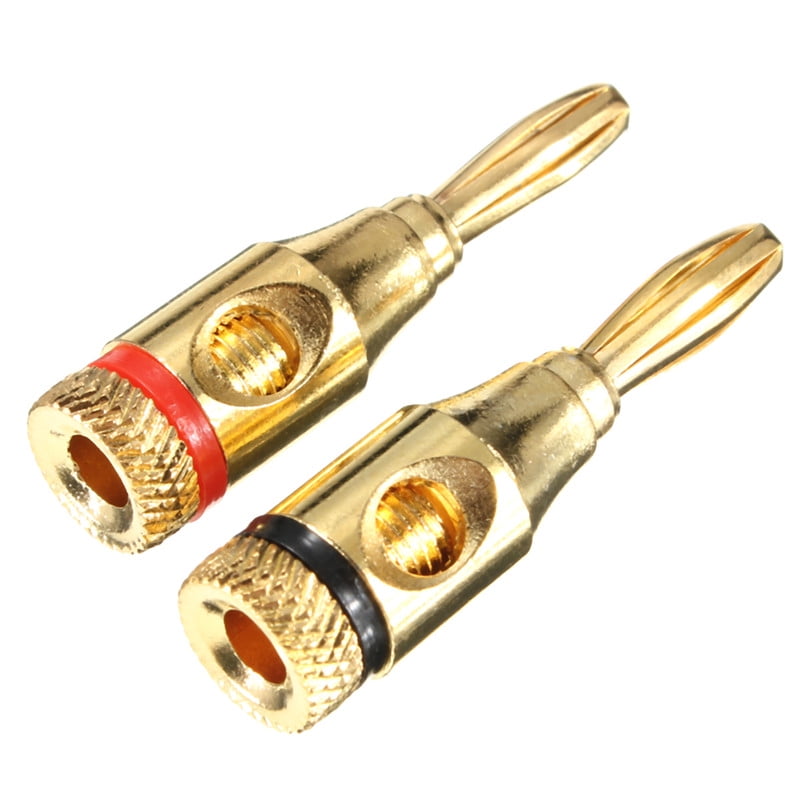 1pair 2pcs 24K Gold Banana Plug Plugs Audio Speaker Wire Cable