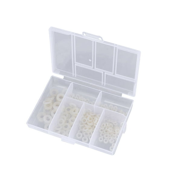 250pcs M2.5 M5 White Nylon Washer Flat Spacer Seals Gasket Ring Plated