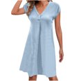 thumbnail image 1 of Jusqu'à 65 % de Réduction! Robes d'Été Mode pour Femmes 2024 Grande Taille Col en V Décontracté Bouton Manches Courtes Mini Robe, 1 of 5