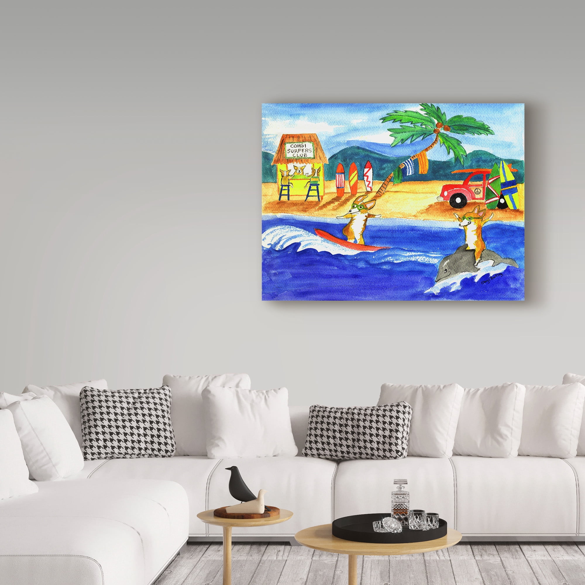 Trademark Fine Art 'Corgi Surfers Club' Canvas Art by Cheryl Bartley