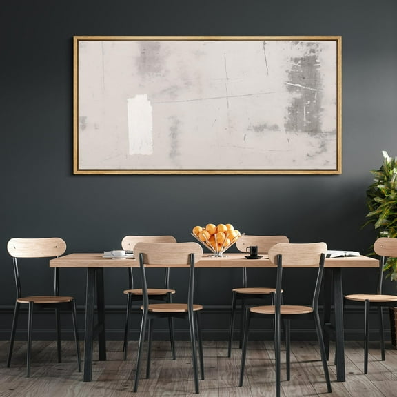 IDEA4WALL Extra Large Framed Canvas Print Wall Art Abstract Minimalist Texture in Neutral Tones Fine Art Contemporary Graffiti Wall Decor Oversized Artwork Relax/Calm for Living Room - 60"x30"