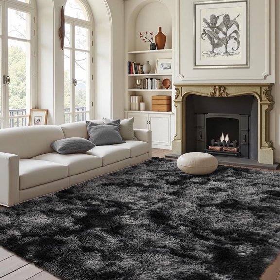 Soft Dark Grey Rugs for Bedroom Living Room,1x5 Feet Modern Indoor Fuzzy Shaggy Area Rug,Non-Slip Fluffy Furry Rug for Nursery Kids Room Dorm Room Home Decor,High Pile Plush Floor Carpet