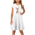 thumbnail image 2 of Cowsor Girls Easter Printed Flutter Sleeve Summer Dress Sleeveless Crew Neck Casual Lightweight Floral Easter Party Dress for Kids, 2 of 7