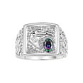 thumbnail image 1 of RYLOS Men's Rings Sterling Silver Rings Lucky Nugget Horse Head 6X4MM Oval Gemstone & Diamond Ring Alexandrite June Birthstone Rings For Men Size 8, 1 of 7