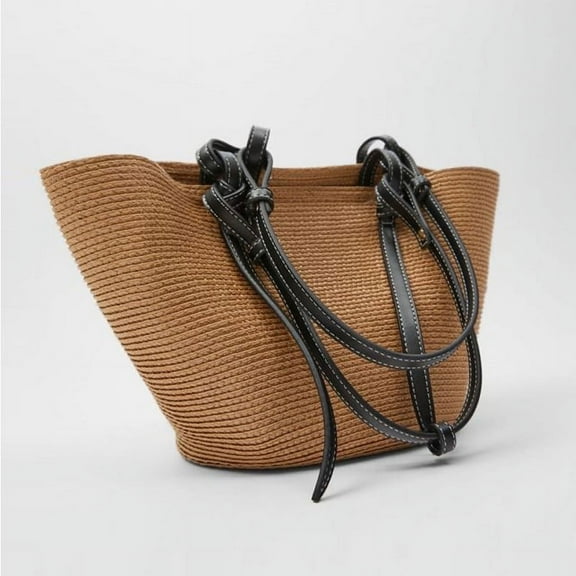 Straw Bag for Women, GMYLE Woven Straw Rattan Handbag Shoulder Crossbody Bag Tote Bucket Bag Large Capacity Fashion Spring Summer Travel Shopping Beach Picnic, Gift for Mother Wife Girlfriend (Brown)