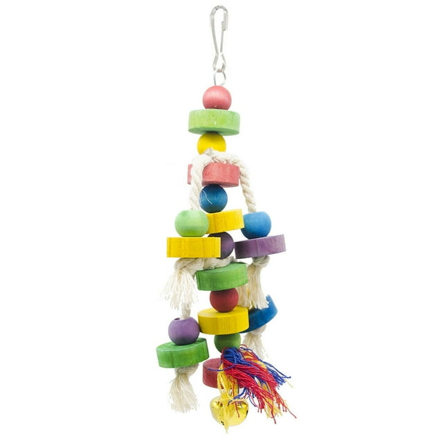 KAKOWELY parrot toy Round Block Birds Bite Playing Toy Parrot Cotton Rope String Toy Funny Bird String9.06"X4.72"X4.72"