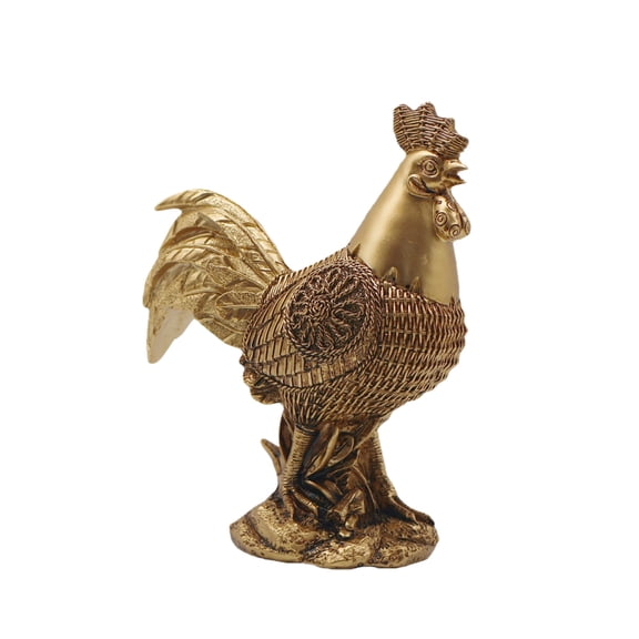Ikohbadg Rooster Figurine Rooster Ornament for Home Office Living Room Desktop Rooster Decoration Crafts Decorative Ornament Collection, Gold
