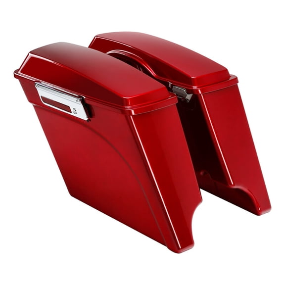 5" Red Stretched Hard Saddlebags Fit For Harley Touring Street Glide 1993-2013