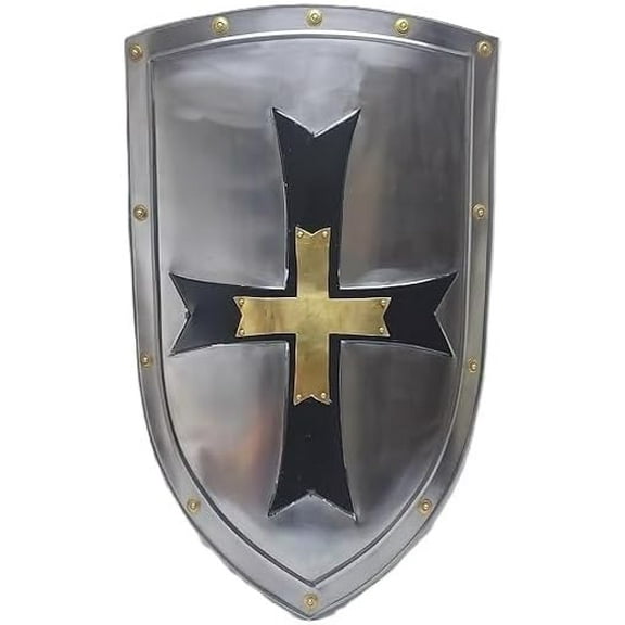 Viking Templar Cross Shield – Handmade Iron Medieval Knight Cross Shield, 30-Inch for Home & Office Wall Décor