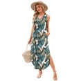 thumbnail image 4 of Vestido maxi Sampeel con cuello en V, sin mangas, estilo veraniego para playa, talla L, 4 of 6
