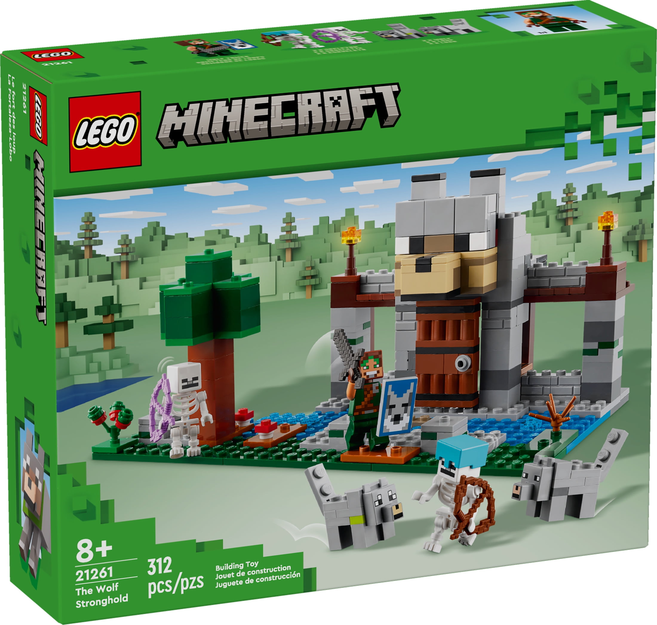 LEGO Minecraft The Wolf Stronghold Fortress Playset, Video Game Toy for Boys and Girls, Action Packed Castle Building Set with Minecraft Minifigures, Minecraft Toy Gift for Kids Ages 8 and Up, 21261
