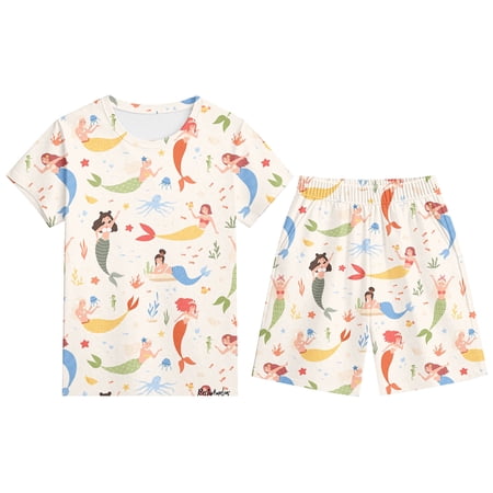 NAFUU Toddler Boy Summer Outfit Set Cartoon Prints Short Sleeve O-Neck T Shirts And Shorts Comfortable Stylish Seasonal Outfits Everyday Party Wear Baby Boy Outfits 12-13 Years
