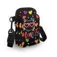 thumbnail image 3 of HELLHERO Heart-Shaped Cat Pattern Messenger Bag for Women Adjustable Shoulder Strap Crossbody Bag Polyester 2 Zippers, 3 of 7