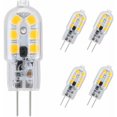 thumbnail image 1 of Bombilla LED G4, paquete de 5 Bombillas halógenas equivalentes a 30 W blanco cálido, Bombilla LED G4 de 3 W de ahorro para bombillas de capó, CA/CC 12 V 180 LM 3000 K [Clase energética F], 1 of 5