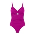 thumbnail image 3 of CHGBMOK Womens One Piece Swimsuits Tummy Control Front Cross Cutout Bathing Suits Ruched Slimming V Neck Swimwear, 3 of 5