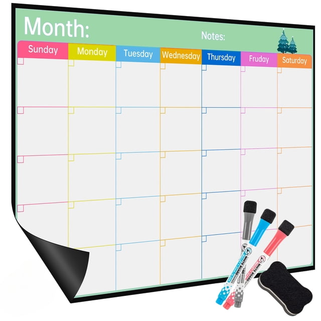 Calendario magnético Aerkersun para nevera de 43 x 30 cm con rotuladores