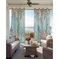 thumbnail image 4 of Ocean Starfish Seaweed Blackout Curtains 45 Inches Long, Summer Coastal Beach Shell Coral Teal Thermal Insulated Black Out Curtains, Small Darken Window Curtain for Cafe Bedroom 42"x45" 2 Panels, 4 of 9