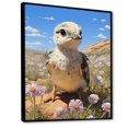 Designart "Floral Canvas Chicken II" Animals Framed Wall Art