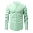 thumbnail image 2 of Men's Retro Stand Collar Long Sleeve Stretch Shirt Comfortable Business Casual Formal Wear Stylish Top Slim Fit Button Down Classic Daily Wear Mens Summer Lightweight Pullover Tee Shirts, 2 of 6