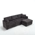 thumbnail image 6 of Modern Storage Sofa with Dual Usb, 2 Side Pockets, Ottoman Storage Bench Cloud Sectional Chenille Sofa Oversized, 4-Seat, L-Shaped Couch (Black), 6 of 11