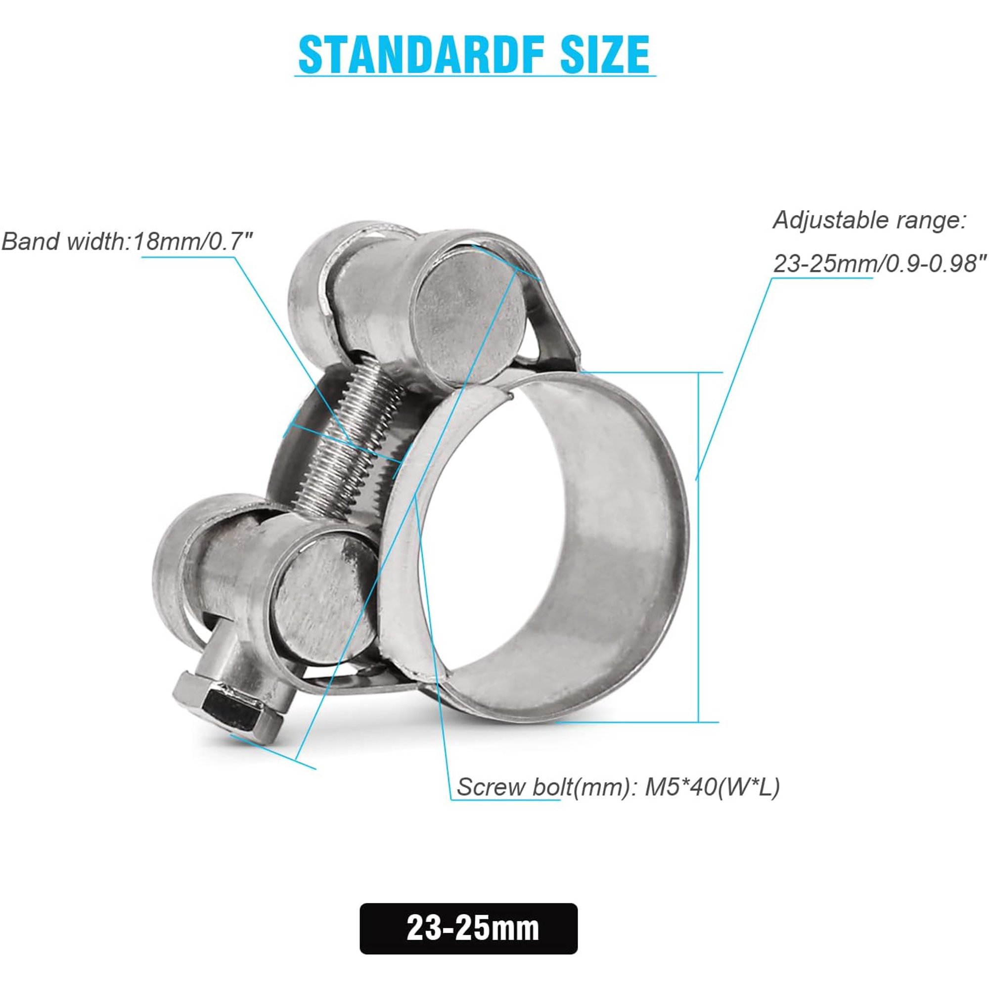 29-31 Mm (1.14\" - 1.22\") HD T-Bolt Hose Clamps, 304 SS