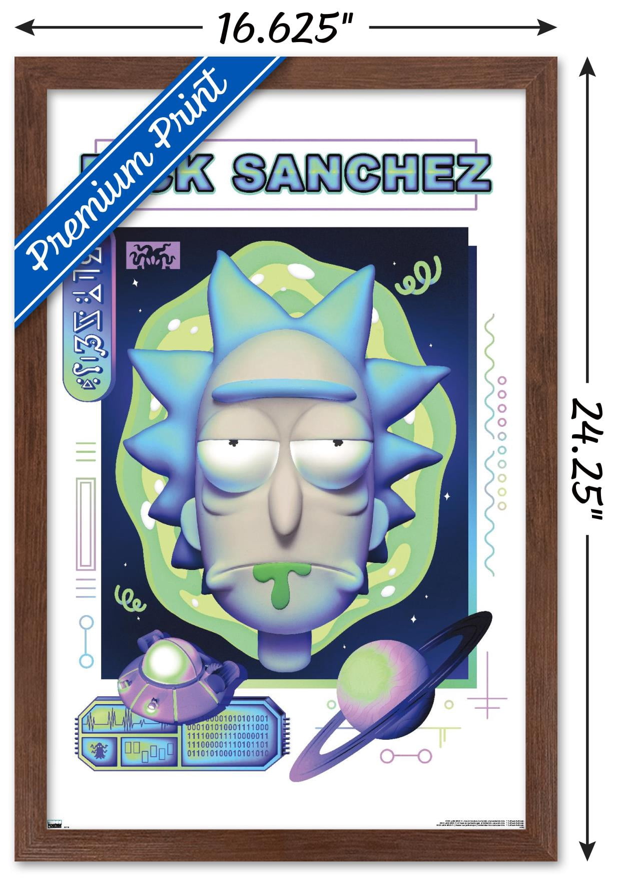 Rick and Morty - Rick Sanchez Wall Poster, 14.725" x 22.375" Framed