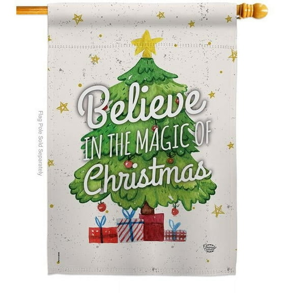 Ornament Collection H191062-BO 28 x 40 in. Magic of Christmas House Flag with Winter Double-Sided Decorative Vertical Flags Decoration Banner Garden Yard Gift