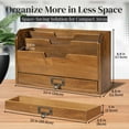 thumbnail image 3 of 3 Tier Wooden Desk Organizer, Brown, 3 of 7