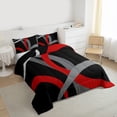 thumbnail image 3 of Homewish Modern Geometric Stripe Bedding Comforter Set.Abstract Waves Lines Twin Comforter Sets,Black Red Gray Bedding Set For Boys Kids,Microfiber Bedroom Decor Reversible,2-Piece, 3 of 8