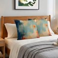 thumbnail image 6 of Blue Teal Orange Pillow Covers 16x16 Set of 2, Colorful Vintage Minimalism Throw Pillow Covers Decorative Couch Cushion Cover, Microfiber Soft Square Pillowcases for Bedroom Living Room Sofa, 6 of 9
