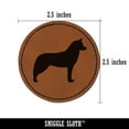 thumbnail image 2 of Siberian Husky Dog Solid 2.5" Faux Leather Round Engraved Iron-On Patch - Brown, 2 of 6