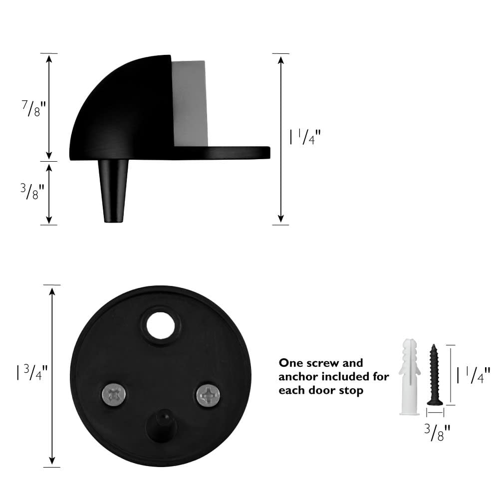 Dome Door Stop Wall Protectors with Rubber Stopper – Matte Black Floor Mounted Door Stoppers 10-Pack – Design House, 188375