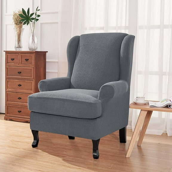 Enova Home Stretch Jacquard Spandex Fabric T-Cushion Wingback Slipcover