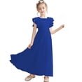 thumbnail image 2 of Girls Sleeveless Flower Girl Dress, Solid Color A-Line Ruffle Shoulder Dress for Junior Bridesmaid, First Communion and Birthday Party Occasions Blue 160, 2 of 8