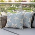 thumbnail image 2 of Outdoor Waterproof Pillow Covers Summer Blue Starfish on Vintage Cotton Linen Decorative Throw Pillow Protectors,Pillowcase Cushion Cases for Patio Sofa Garden Couch,16x16in,Pack of 2, 2 of 14